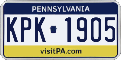 PA license plate KPK1905