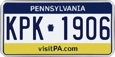 PA license plate KPK1906