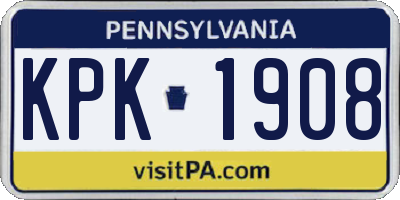 PA license plate KPK1908