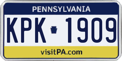 PA license plate KPK1909