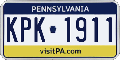 PA license plate KPK1911