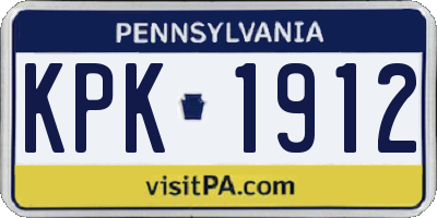 PA license plate KPK1912