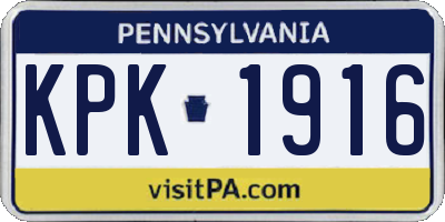 PA license plate KPK1916