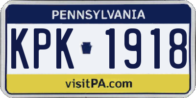 PA license plate KPK1918