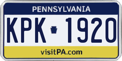 PA license plate KPK1920
