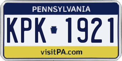 PA license plate KPK1921