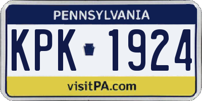 PA license plate KPK1924