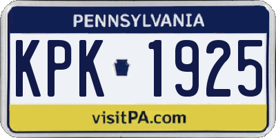 PA license plate KPK1925