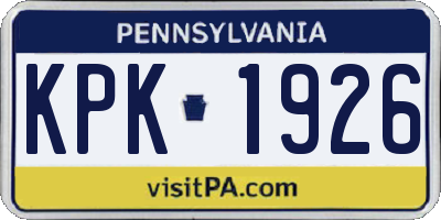 PA license plate KPK1926