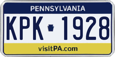 PA license plate KPK1928