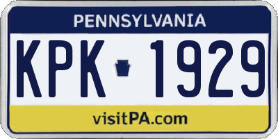 PA license plate KPK1929