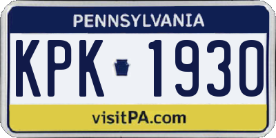 PA license plate KPK1930