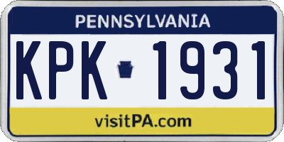 PA license plate KPK1931