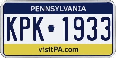 PA license plate KPK1933