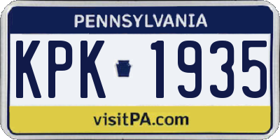 PA license plate KPK1935