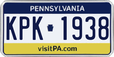 PA license plate KPK1938