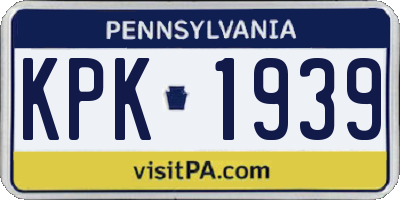 PA license plate KPK1939