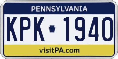 PA license plate KPK1940