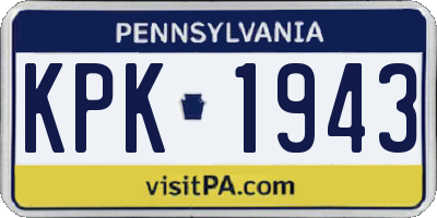 PA license plate KPK1943