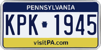 PA license plate KPK1945