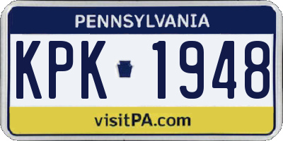 PA license plate KPK1948