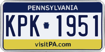 PA license plate KPK1951