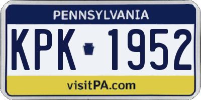 PA license plate KPK1952