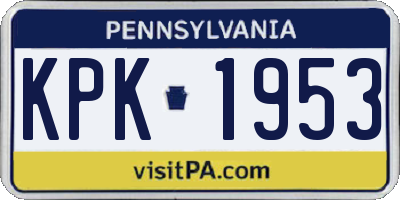 PA license plate KPK1953