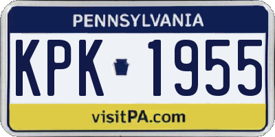 PA license plate KPK1955