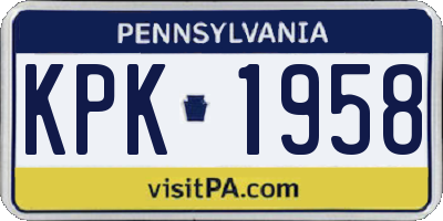 PA license plate KPK1958