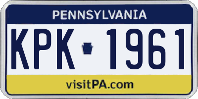PA license plate KPK1961