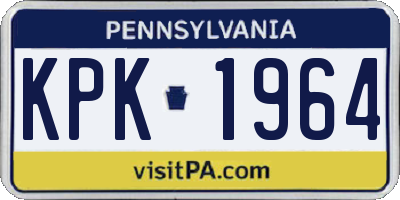 PA license plate KPK1964