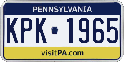 PA license plate KPK1965