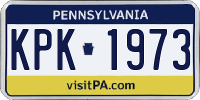 PA license plate KPK1973