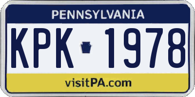 PA license plate KPK1978