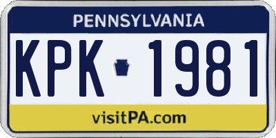 PA license plate KPK1981