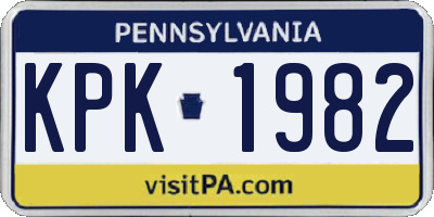 PA license plate KPK1982