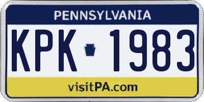 PA license plate KPK1983