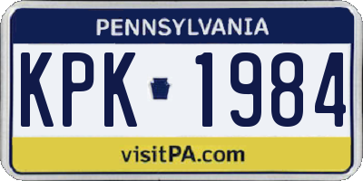 PA license plate KPK1984