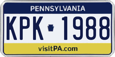 PA license plate KPK1988