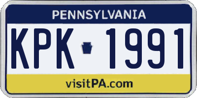 PA license plate KPK1991