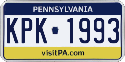 PA license plate KPK1993