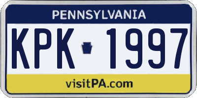PA license plate KPK1997