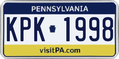 PA license plate KPK1998