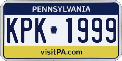 PA license plate KPK1999