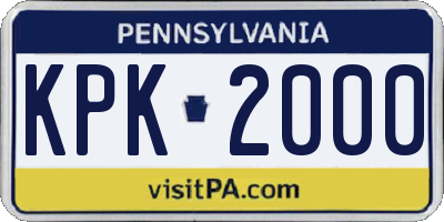 PA license plate KPK2000