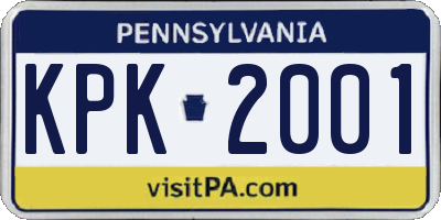 PA license plate KPK2001