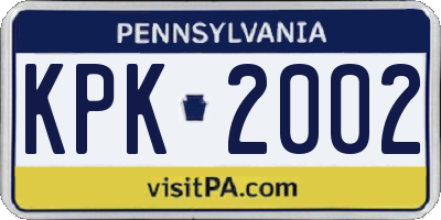 PA license plate KPK2002