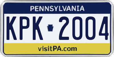 PA license plate KPK2004
