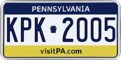 PA license plate KPK2005